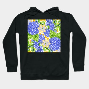 Cute Hand Painted Preppy Blue Hydrangea Pattern Hoodie